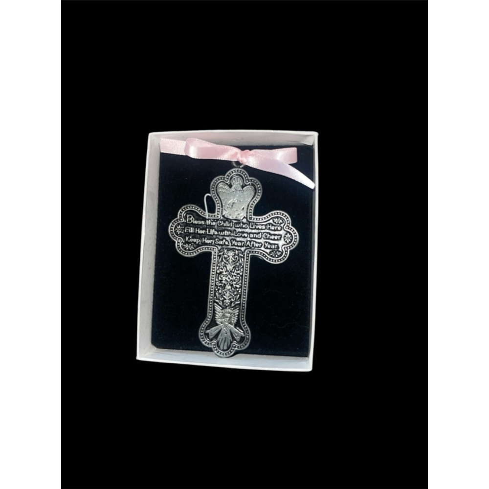 Girl's CAMCO Blessing Cross Decor One Size Silver Pink